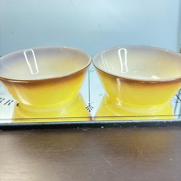ANCHOR HOCKING Set of 4 Bowls Ombré Brown Yellow Ovenware Dish Cereal Soup Bowls - Picture 3 of 8